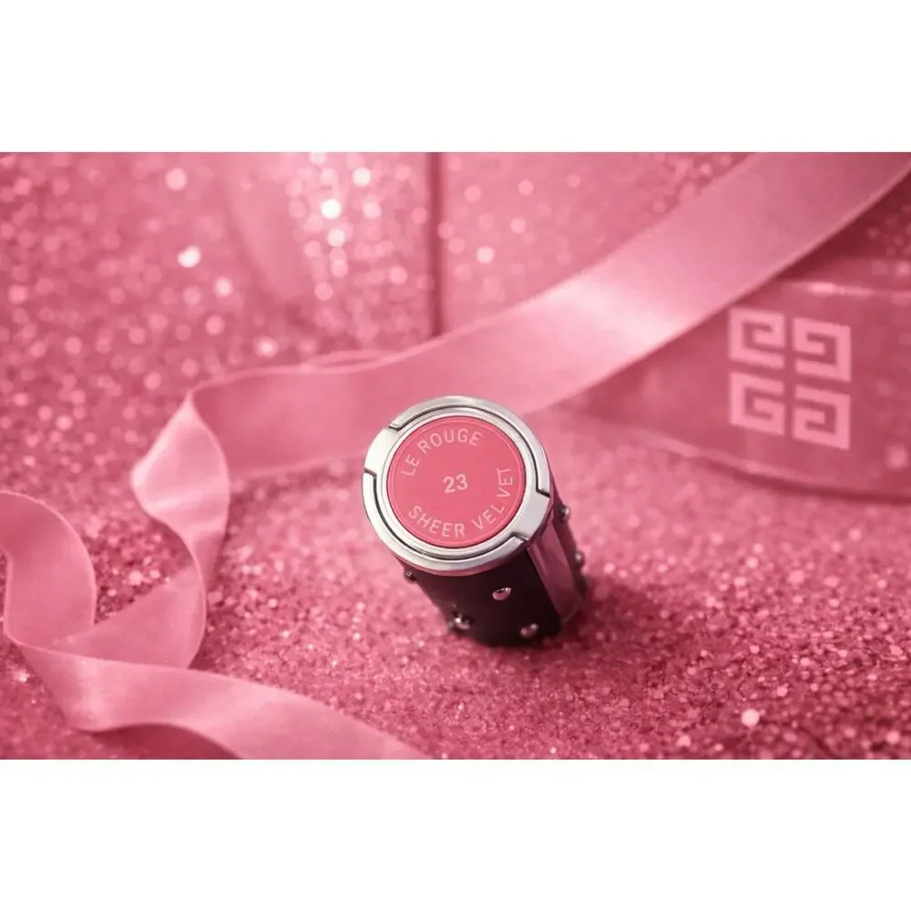 RARE Givenchy Le Rouge Sheer Velvet 23 Rose Dentelle Pink Refillable Matte
